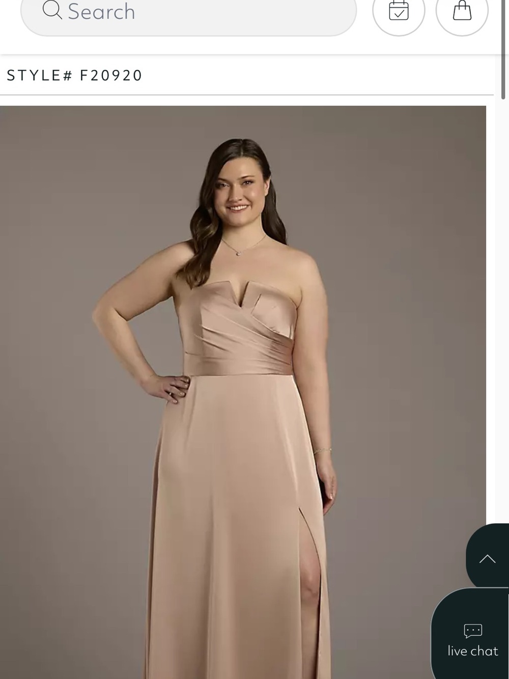 David's Bridal Strapless Sweetheart Maxi Gown in Blush